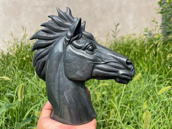 N-72天然石 水晶 彫刻 馬 置物 鉄鉱石の馬の頭の彫刻：天然水晶のホームデコレーション - Etsy 日本