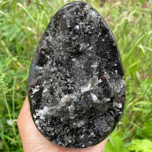 5,5&quot; Natürliche Drachen-Septarian-Geode, Quarz-Kristall-Ei, Kristall-Geode, Quarz-Ei, Kristall-Cluster, Calcit-Cluster, Wohndekoration, Heilung GD-1