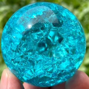 1.9&#39;&#39;+ Blue Ball Aura Crackle glass Sphere,crystal ball,Explode glass ball, Aura Crystal Glass Ball,crystal ball decorate,crystal gift 1pc