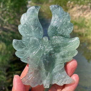 4.7&#39;&#39;+ Natural Fluorite angel,Hand carved Angel skull,Crystal angel skull,Quartz Crystal angel,Home Decoration Gifts,random 1pc