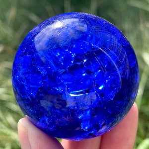 1.9&#39;&#39;+ Blue Ball Aura Crackle glass Sphere,crystal ball,Explode glass ball, Aura Crystal Glass Ball,crystal ball decorate,crystal gift 1pc