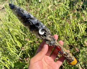 8.5&quot;+Natural ice obsidian knife,Hand carved dagger,Crystal diy knife,Home decoration,carnelian energy,Clear crystal gift,healing random 1pc