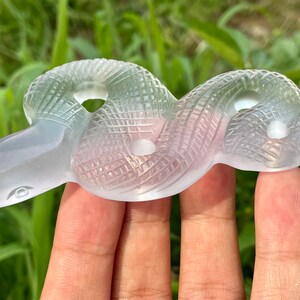 Cráneo de serpiente de fluorita: figura de cristal tallada a mano, decoración del hogar