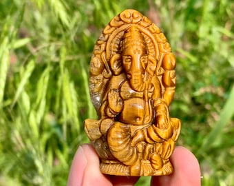 1,9&#39;&#39;+ handgesneden ganesha, kristallen ganesha-schedel, natuurlijke tijgeroog jaspis, kwartskristal hartganesha, woondecoratie geschenken, willekeurig 1 st