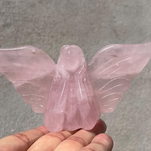 5.1&#39;&#39;+ Natural Pink rose quartz angel,Hand carved Angel,Crystal angel skull,Quartz Crystal angel,Home Decoration Gifts,random 1pc