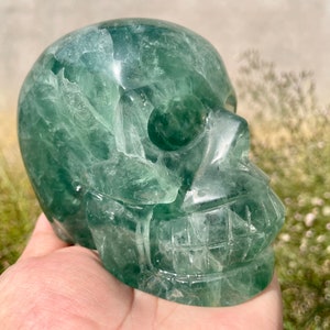 4.5''+ Natural Green Fluorite skull ,Hand carved skull ,Crystal Ghost skull,Quartz Crystal skull,Home Decoration Gifts,R330