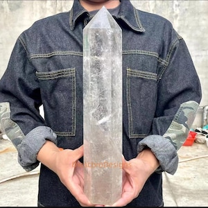 天然透明水晶オベリスク：レイキヒーリングクリスタルタワー