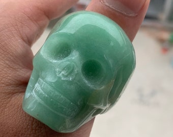 Hand-carved skull Crystal skull，1.3''+ Natural Labradorite quartz，home decor,Crystal ring, handmade crystal