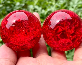Red Crackle Glass Sphere: Aura Crystal Ball Decor (50mm) - Etsy Israel