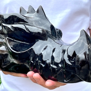 10&#39;&#39;+Top Natural Smokey quartz dragon head,Quartz Crystal dragon skull,Hand carved dragon,Crystal dragon,Home Decoration Gifts/pc