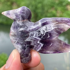2 &quot;Natural Dreamy Amethyst Kolibri, Quarz Kristall Vogelschädel, handgeschnitzter Schädel, Dekoration, Kristallgeschenke, Kristallheilung, 1 Stück&quot;
