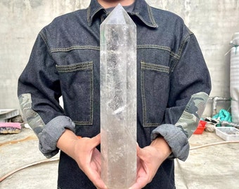 Natürlicher klarer Quarzkristallobelisk,Quarzkristall,Kristallobelisk,Kristallturm,Zauberstabspitze,Kristallprobe,Reiki-Heilung,Kristallgeschenke / Stück