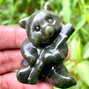 2 &quot;Panda aus natürlicher grüner Jade, Quarzkristall, Kristallpandaschädel, Geburtstagsgeschenk, Kristallschädel, Kristallgeschenke, Kristallheilung 1Stk.&quot;