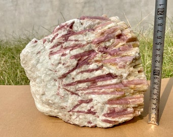 Natural Pink Tourmaline Quartz Crystal Specimen: Home Decor, Crystal Healing (9.4" 20.6LB)