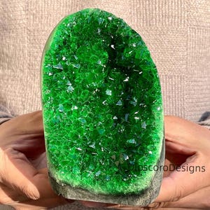 Green Quartz Crystal Geode: Home Decor, Healing Gift
