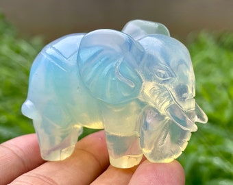 1.7&#39;&#39;+Opal stone elephant,Hand carved elephant,Crystal elephant,Quartz crystal skull,Home Decoration Gifts,random 1pc