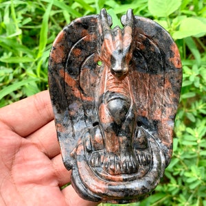 4'' Natural red obsidian dragon ,Quartz Crystal dragon skull,Hand carved dragon,Home Decoration,Crystal Gifts,Crystal healing,random 1pc