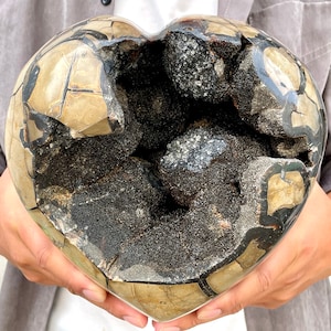 8&quot; Natural dragon septarian geode,Quartz Crystal heart,Crystal geode,Quartz egg,Crystal cluster,Calcite cluster,Home decoration,healing R332