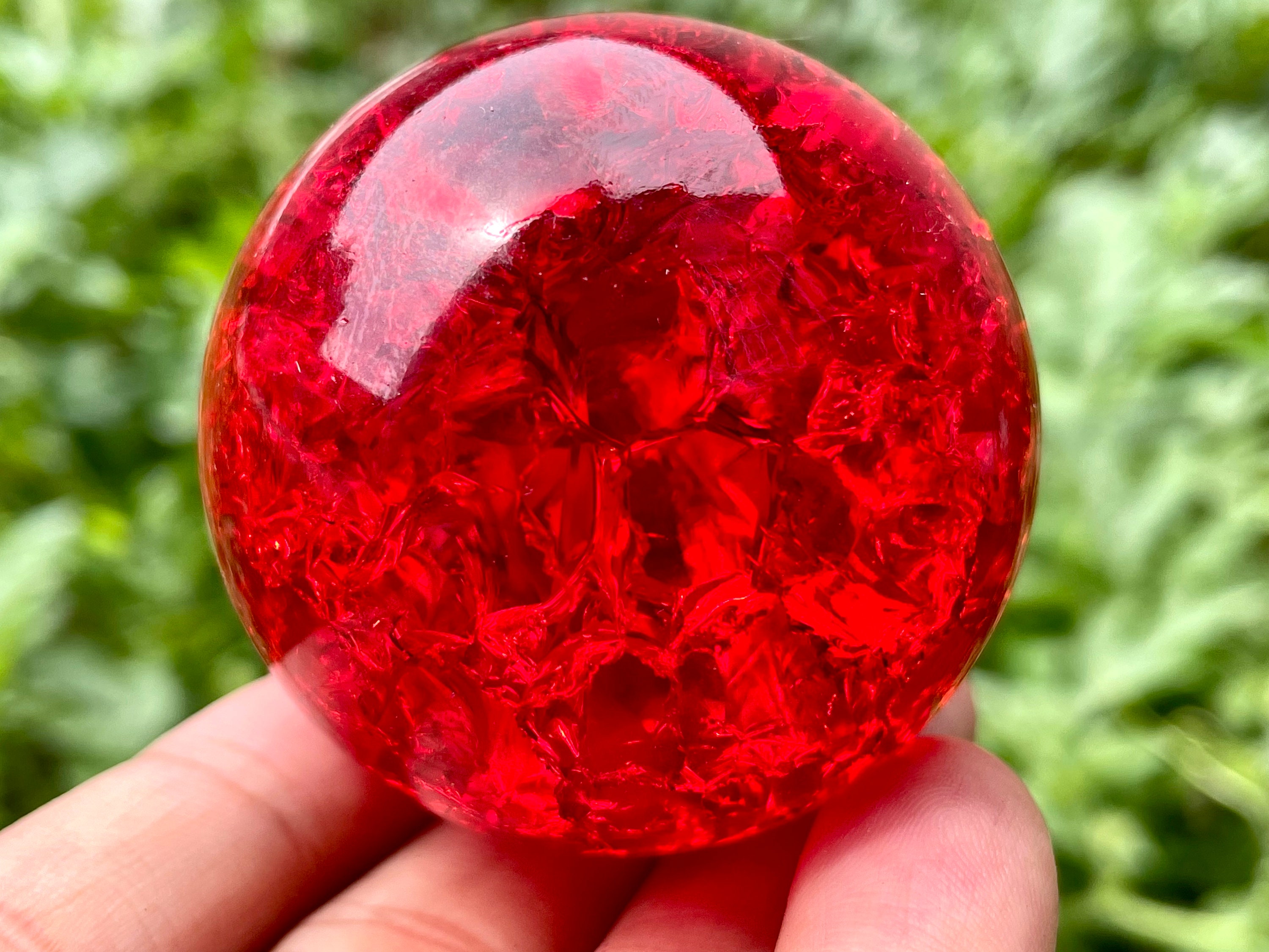 Red Crackle Glass Sphere: Aura Crystal Ball Decor (50mm) - Etsy