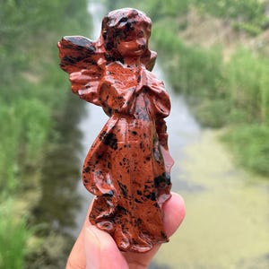 3.9&quot;Natural Red obsidian Angel Quartz crystal angel,Hand carved Elf,Crystal skull,Rose Quartz crystal skull,Home Decoration Gifts /pc