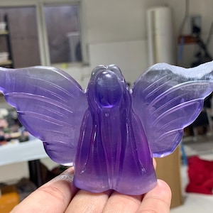 5.1&#39;&#39;+ Natural Fluorite quartz angel,Hand carved Angel,Crystal angel skull,Quartz Crystal angel,Home Decoration Gifts,random 1pc