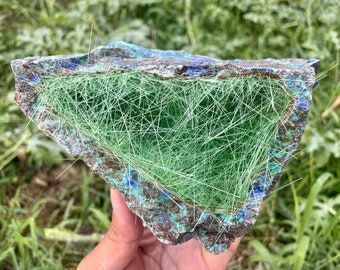 Green copper ore Specimen quartz,Azurite Quartz cluster,Mineral specimen,Energy crystal gift,Home Decoration,Crystal healing 1PC