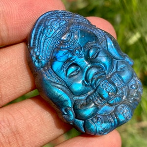 Labradorite Ganesha: Hand Carved Crystal Healing Decor