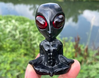 3 CM 天然手彫り黒曜石マンダロア スカル、クォーツ クリスタル