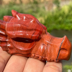 3.2&#39;&#39;+ Natural Red jasper dragon skull,Quartz Crystal dragon skull,Hand carved dragon,Crystal dragon,Home Decoration Gifts 1pc.