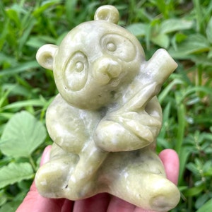3.3 &quot;Natural Grüne Jade Panda,Quartz Kristall,Kristall Panda Schädel,Geburtstagsgeschenk,Kristall Schädel,Kristall Geschenke, Kristall Heilung 1Stk.&quot;