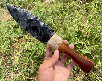 9.8&quot;+Natural obsidian knife,Hand carved dagger,Quartz Crystal diy knife,Home decoration,Crystal energy,Crystal gift,healing 1pc