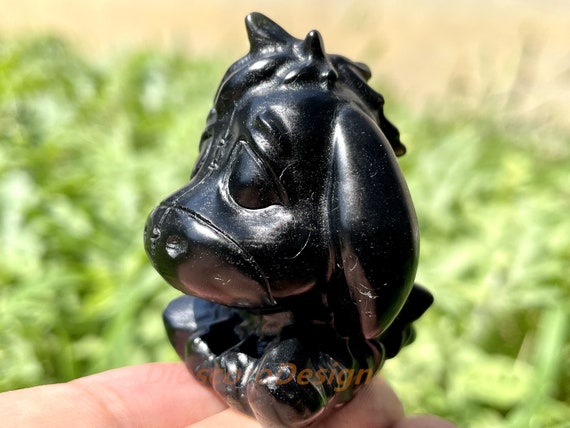 黒曜石の彫刻アートピース 天然黒曜石のロバ彫刻：クリスタルヒーリング装飾（1.7インチ） - Etsy