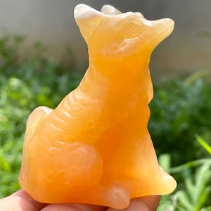 3.5&#39;&#39;+ Natural geode stone fox, Hand carved Fox, Crystal fox skull,Quartz crystal skull,Home Decoration Gifts,random 1pc