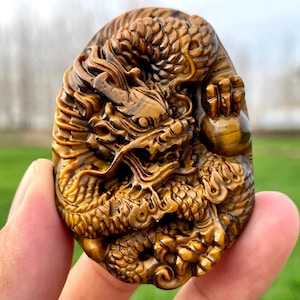 2.3&#39;&#39;+ Natural Tiger&#39;s eye jasper dragon skull,Quartz Crystal dragon skull,Hand carved dragon,Crystal dragon,Home Decoration Gifts/pc