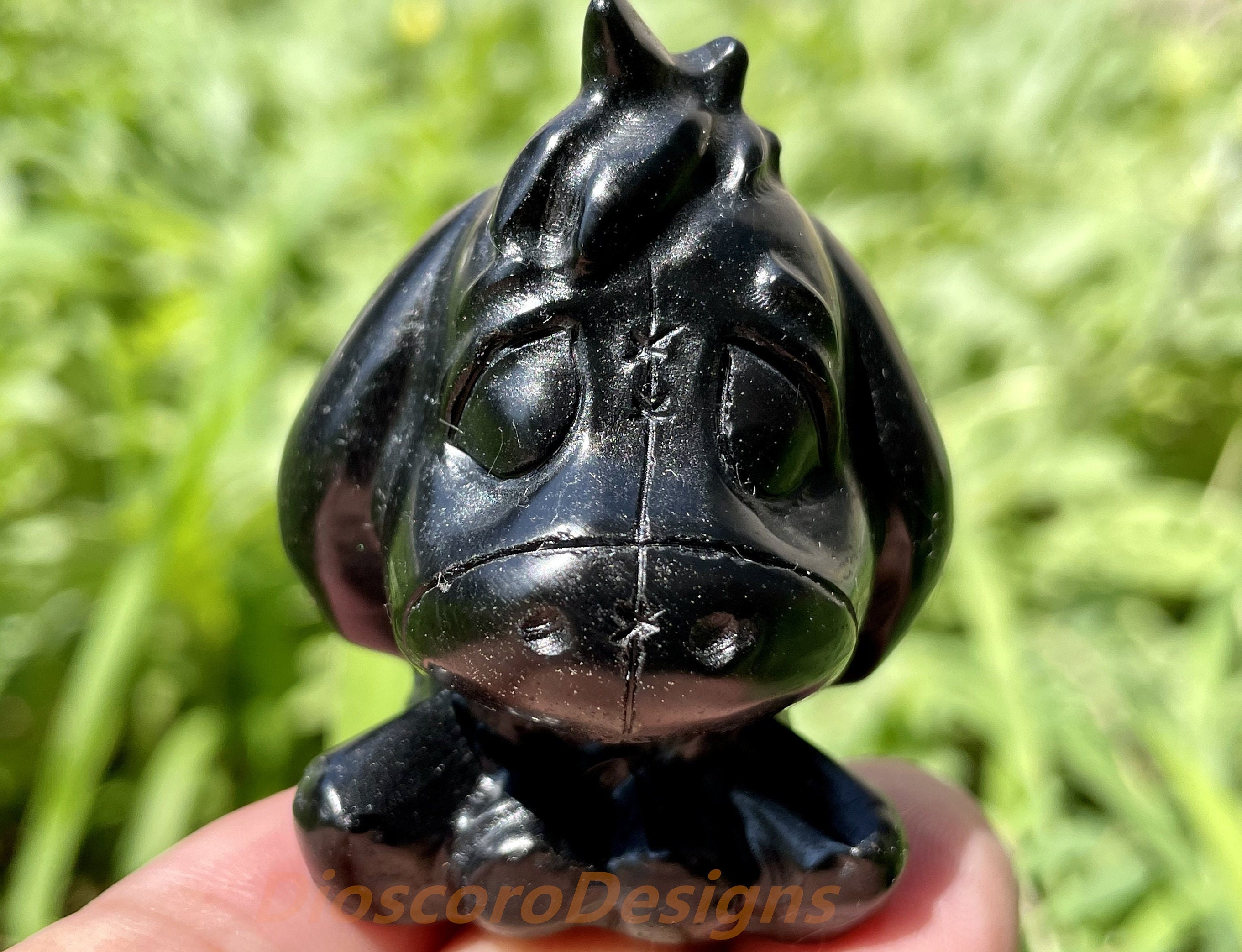天然黒曜石のロバ彫刻：クリスタルヒーリング装飾（1.7インチ） - Etsy