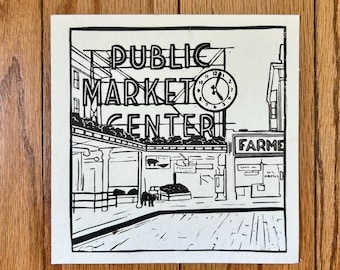 Pike Place Market Print | Seattle Wall Art | Farmers Market Decor