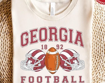 Camiseta Georgia Football College Comfort Colors®, camiseta de fútbol estilo retro vintage, ropa para el día del partido universitario, regalo universitario para fanáticos del fútbol