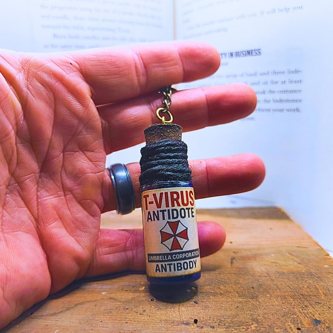 Resident Evil Antidote Keychain: Biohazard Potion Vial, Zombie Charm - Etsy