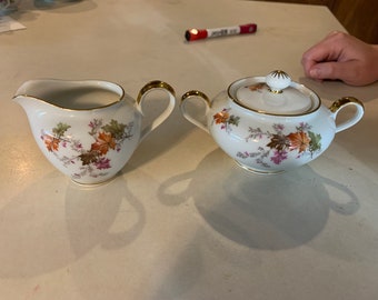 1950’s Chalfonte Porzellan “Indian Summer” Sugar bowl and lid and cream dish