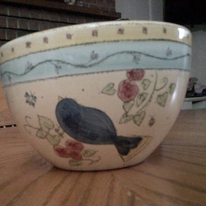 Vintage Sango "Vogels en de bijen" 7 inch mengkom ** Nieuwstaat ** Verzamelobject. ZELDZAAM Mooie toevoeging aan elke collectie
