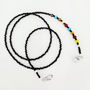 Lanyard/Badge/Mask Chain with Solar System Beads and Black Beads Handmade