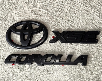 2020-2025 Toyota Corolla XSE Blackout Emblem Overlay Kit | Genuine OEM Black Badge Set