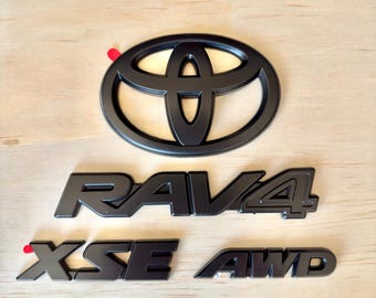 2019-2025 Toyota RAV4 XSE AWD Matte Black Emblem Overlay Badge Set