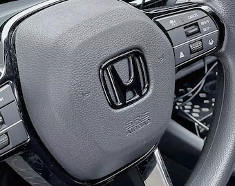 3D Steering Wheel Sticker Emblem Overlay | Premium ABS Badge Cover| Black + Carbon | Easy Peel & Stick | Interior Upgrade