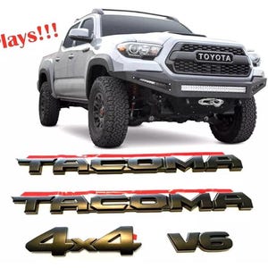 Zestaw nakładek emblematów do modelu Tacoma V6 4X4 z lat 2016–2023 OEM, znaczek na tylne drzwi bagażnika, 3D, czarny