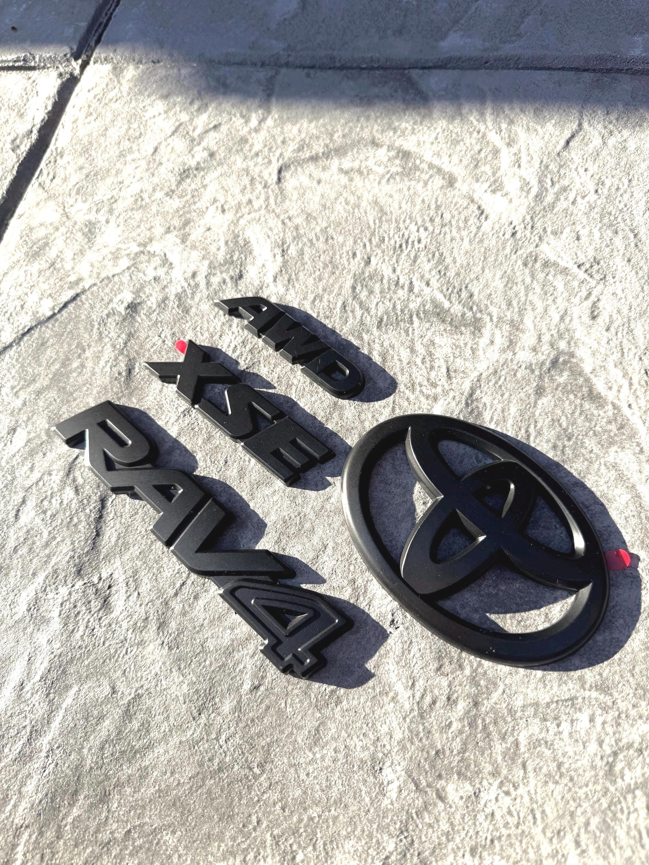 2pcs TOYOTA RAV4 BLACK OUT EMBLEM OVERLAY For 19-23 LE XLE SE XSE PIRME LIMITED