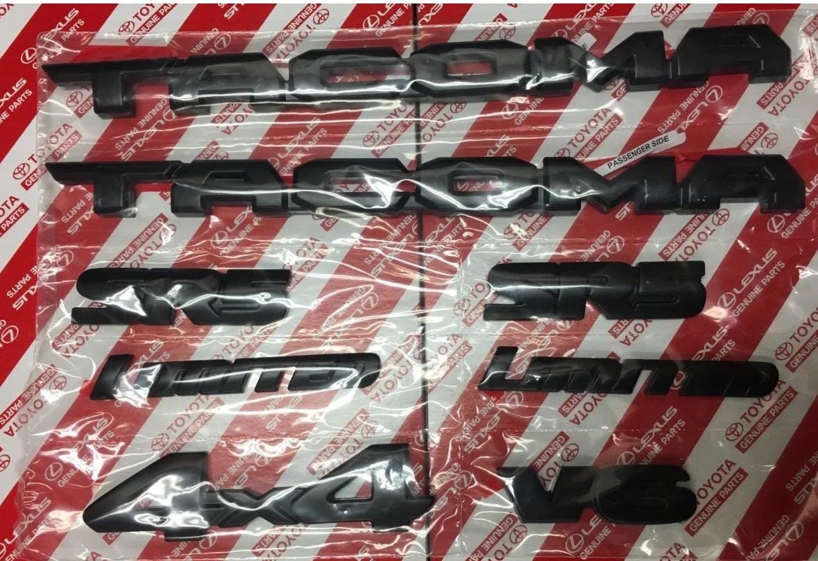 thumbnail image 2 of Matte Black Overlay Emblem Badge Set For 2024-2025 Toyota Tacoma SR5 – 5 Pieces 2 of 5