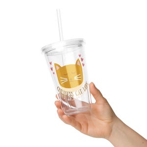 Childless Cat Lady Tumbler, Plastic Tumbler, Plastic Tumbler With Lid and Straw, 16oz tumbler, Travel Tumbler, Reusable Tumbler,