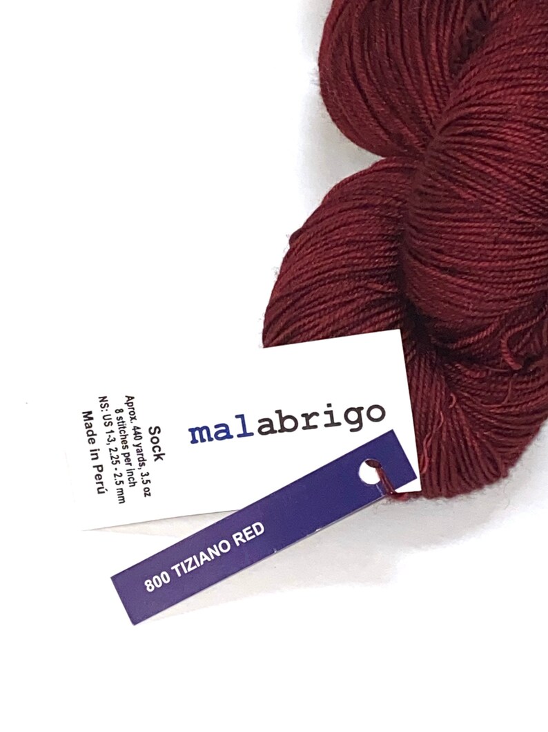 1 Skein of Malabrigo Sock Weight Washable Wool Yarn TizianoRed