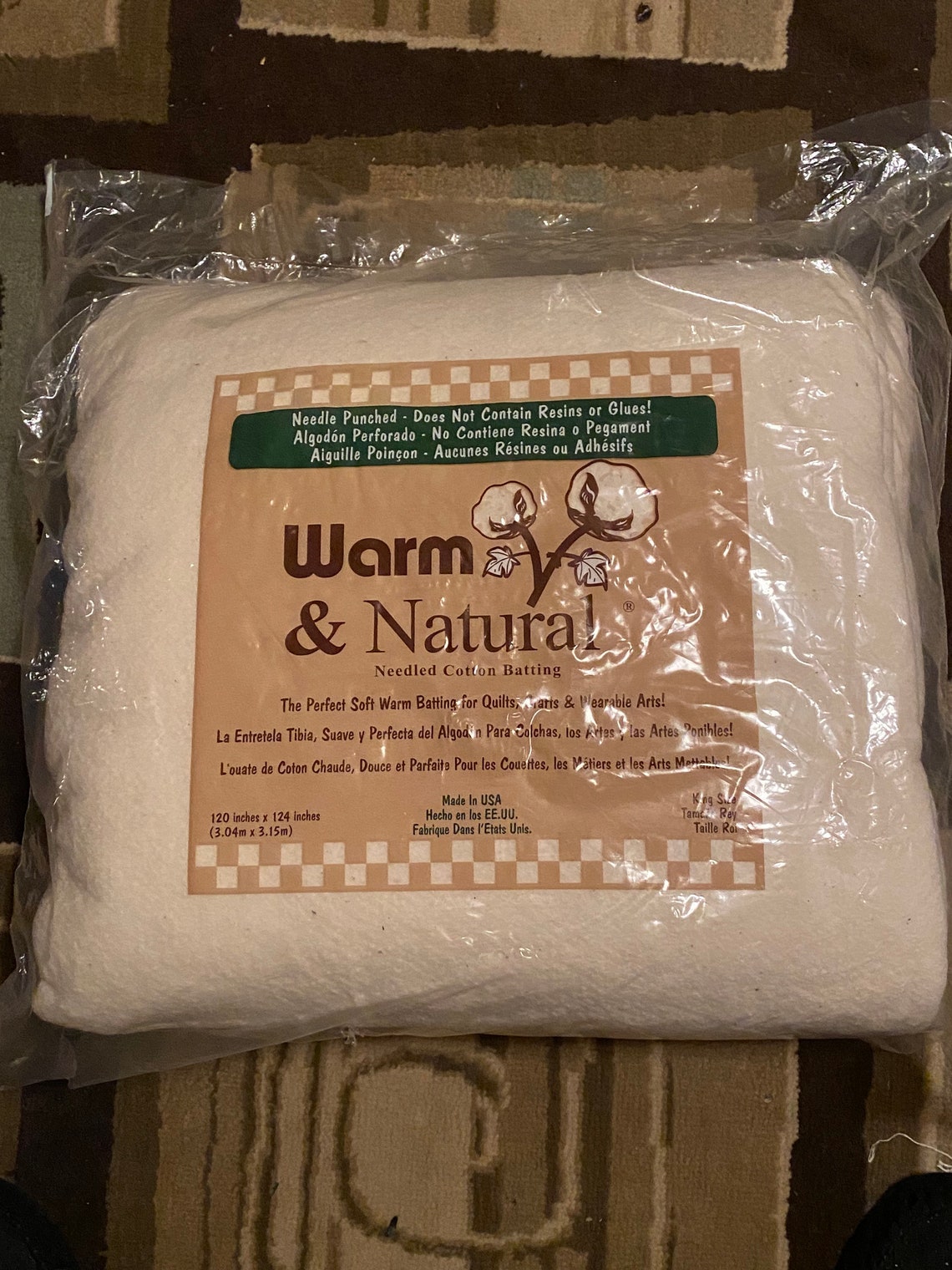 Cotton batting warm and natural king size 120 x 124 Etsy